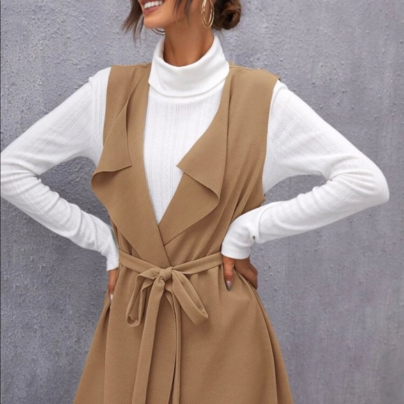 Khaki Duster Vest With Belt - Picture 5 of 5